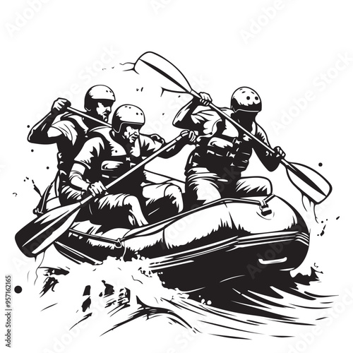 River Rafting Stock Vector Images isolated on white background