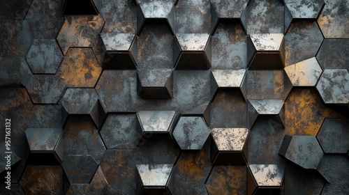 Abstract Industrial Geometric Metal Patterns with Modern and Rugged Design