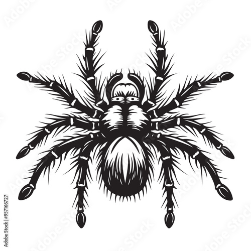 Tarantula Spider Vector Design image. Black and white Tarantula Spider Vector isolated on white background.