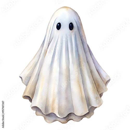 Victorian ghost, watercolor clipart illustration isolated on transparent background