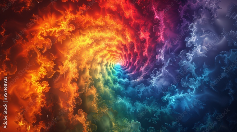 Vivid fractal swirl of fiery rainbow colors Vivid fractal swirl of fiery rainbow colors