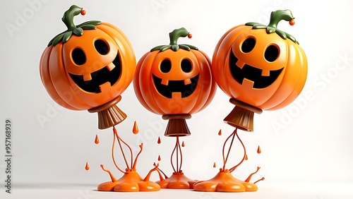 happy halloween halloween creepy balloons background 3D illustration