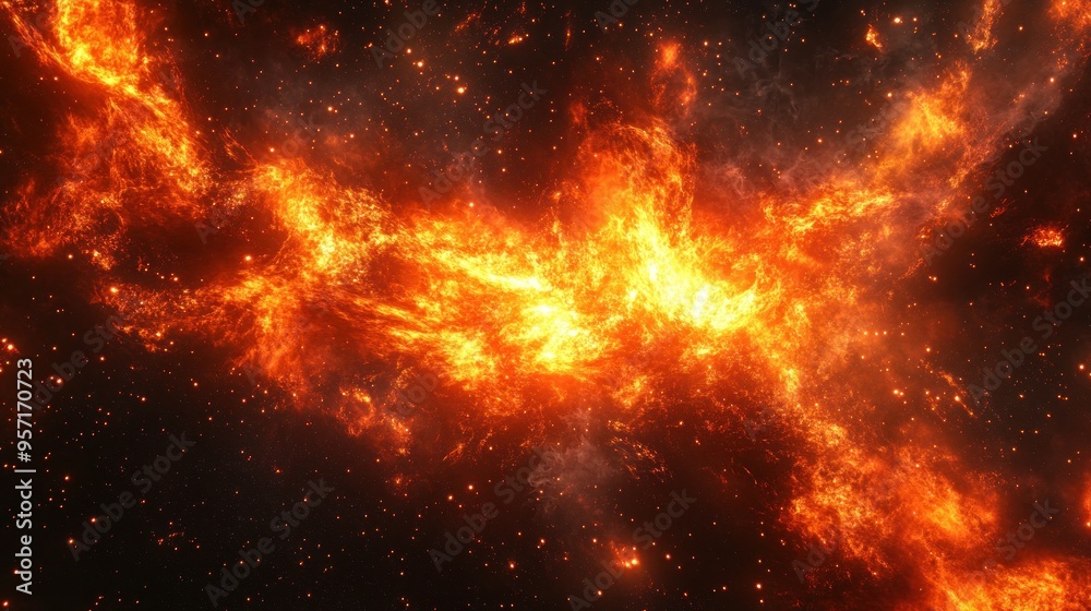 Fiery Nebula in Deep Space Fiery Nebula in Deep Space