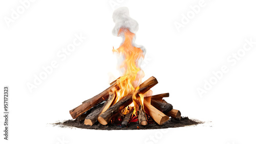 close up burning campfire image illustration isolated on white
