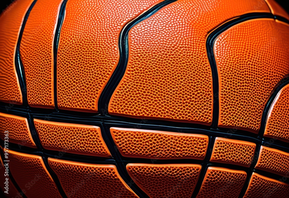 Fototapeta premium detailed close basketball surface textured patterns color variations highlighting unique characteristics, features, rubber, grip, design, markings, lines