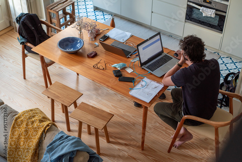 Work from home candid moment photo