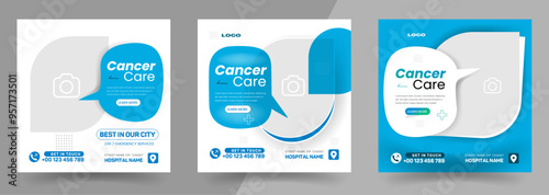 cancer awareness or medical healthcare social media post banner template set