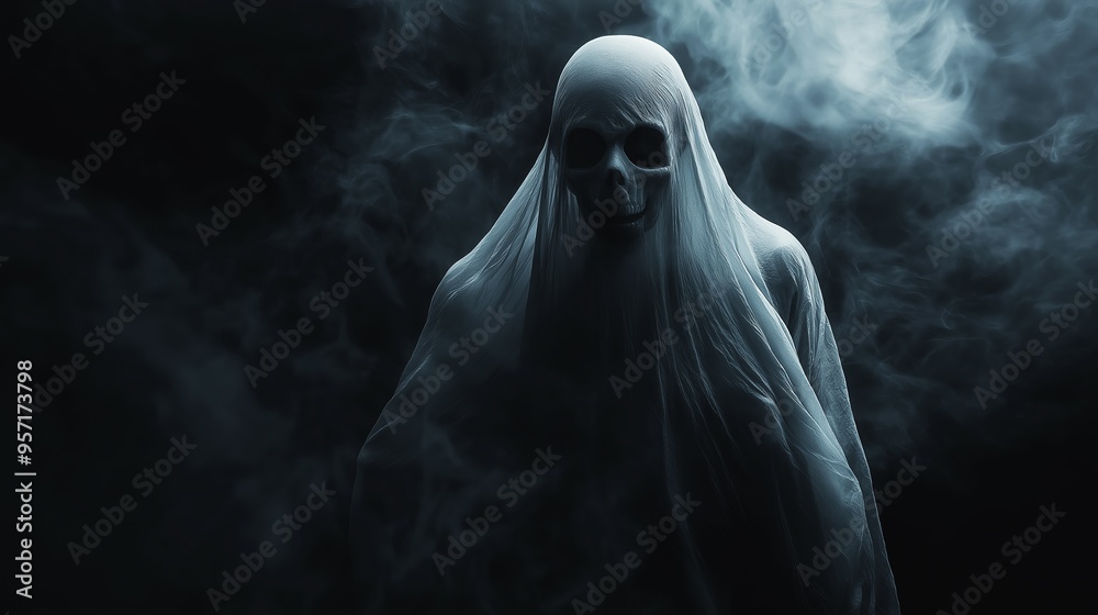 Mysterious Ghostly Apparition Haunting the Night with Eerie Glow and Shadowy Presence in a Spooky Atmosphere Mysterious Ghostly Apparition Haunting the Night with Eerie Glow and Shadowy Presence in a Spooky Atmosphere