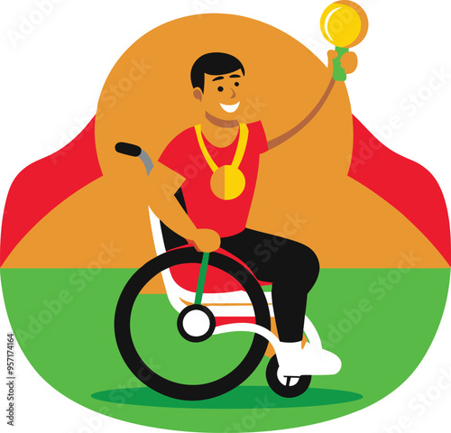 A dynamic illustration showcasing a Paralympics icon in action featuring an athlete in motion against a clean vector background
