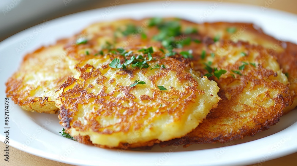 potato pancakes on a white plate potato pancakes on a white plate