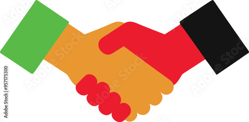 red and green Handshake for business purpose 