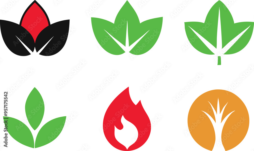 Simple green leaf illustrations set on a white background highlighting various leaf forms in a minimalist design
Simple green leaf illustrations set on a white background highlighting various leaf forms in a minimalist design