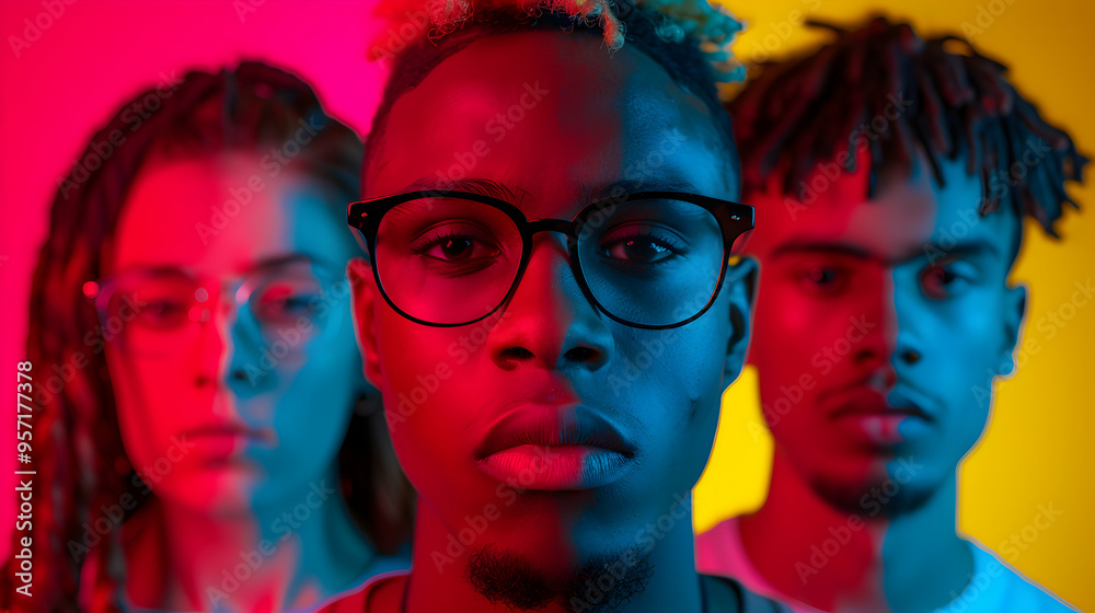 Obraz premium Collage Made Close Portraits Different