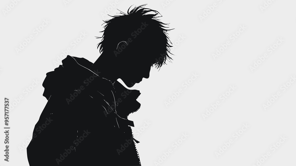 Silhouette of a male in profile. Vector Silhouette of a male in profile. Vector