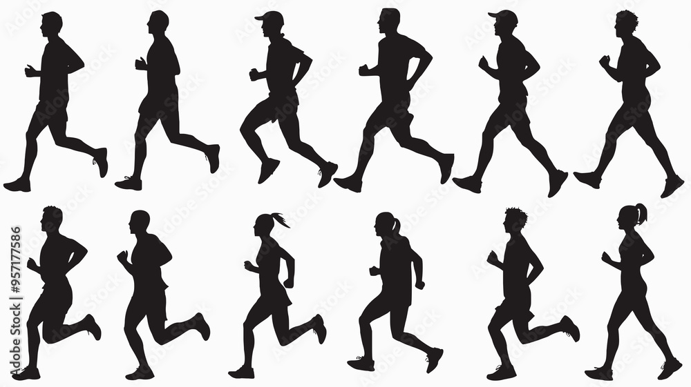 Runner black vector silhouette
