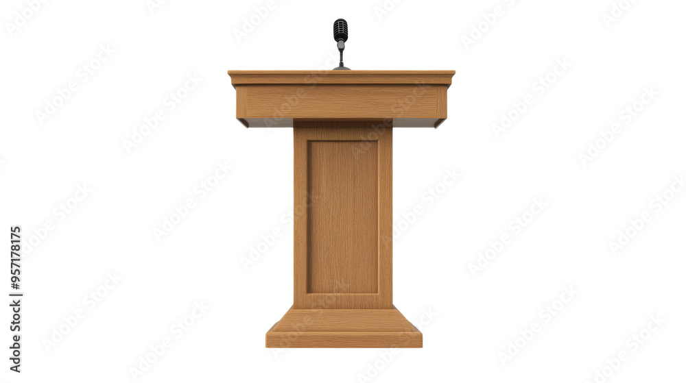 Wooden Podium with Microphone isolated on Background. Wooden Podium with Microphone isolated on Background.