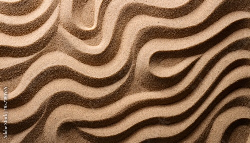 Wavy sea sand background. Flat lay. Top view