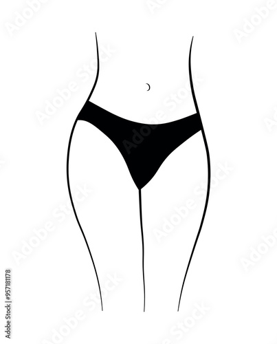 women panties swimsuit black and white drawing sketch