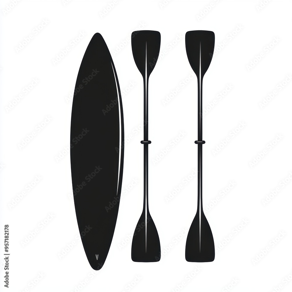 Vector illustration drawing of paddleboard with paddle Vector illustration drawing of paddleboard with paddle