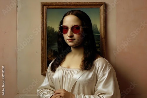 Mona Lisa: A Reinterpretation in Modern Style with Glasses