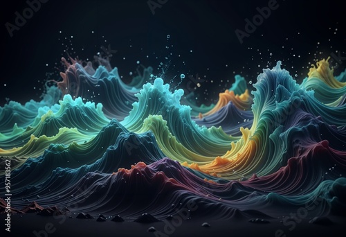 Digital waves abstract colorful background