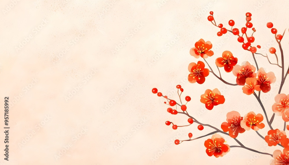 A captivating arrangement of red flowers on a soft beige background, ideal for spring or floral-themed designs. A captivating arrangement of red flowers on a soft beige background, ideal for spring or floral-themed designs.