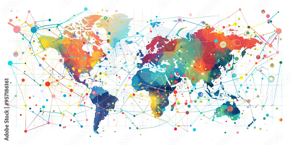 A world map showing regional market performance in various industries, with colored dots indicating growth or decline for easy reference. A world map showing regional market performance in various industries, with colored dots indicating growth or decline for easy reference.