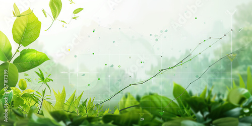 A line graph demonstrating the environmental performance of a company or sector, with progress tracked over time and color-coded for easy analysis.
