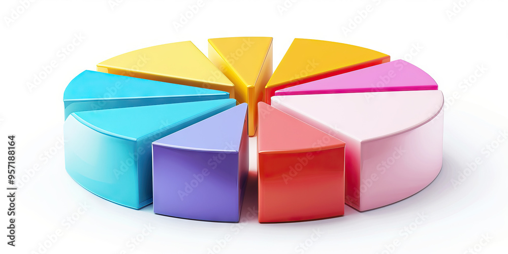 Obraz premium A pie chart highlighting promising industries for investment, such as clean energy or artificial intelligence, using distinctive colors to grab attention.