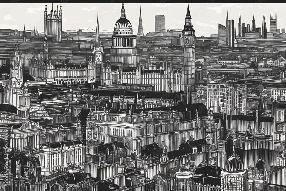 Fototapeta premium Silhouettes of&nbsp;London skyline