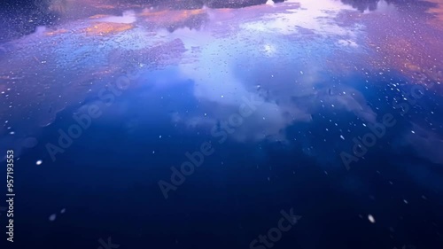 Explore mesmerizing ocean depths transitioning into shallower waters, displaying fantasy colors. Serene blue hues create captivating underwater backdrop. Immerse in tranquil marine beauty photo