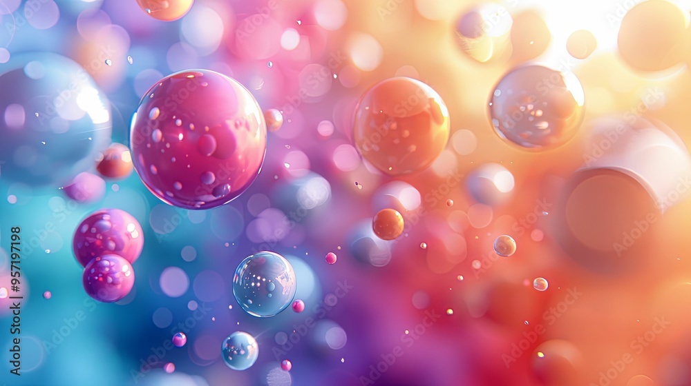 Abstract Colorful Spheres and Bokeh Background Abstract Colorful Spheres and Bokeh Background