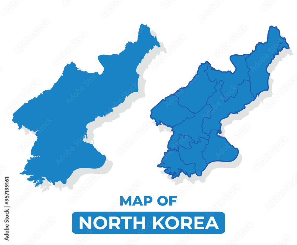 Vector North Korea map set simple flat illustration with borders of regions Vector North Korea map set simple flat illustration with borders of regions