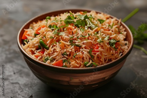 Classic vegetable pulav with seasoned basmati rice