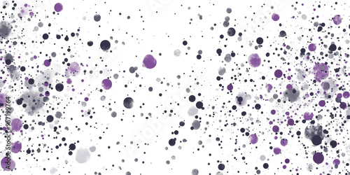 Gray and purple spots create an abstract pattern on a white isolated background