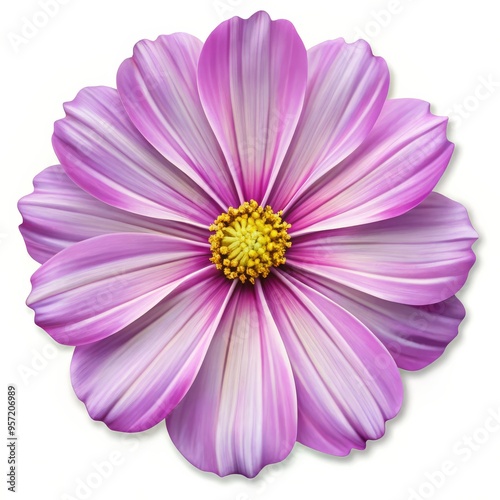 Pink Flower with Yellow Center, Digital Illustration, Flower, Petals, Nature