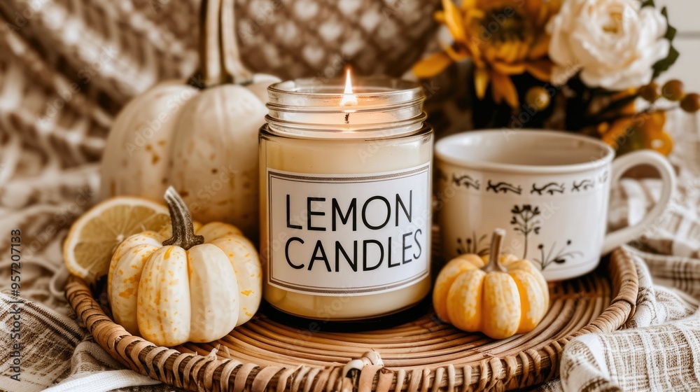 A candle in an amber jar with the words A candle in an amber jar with the words