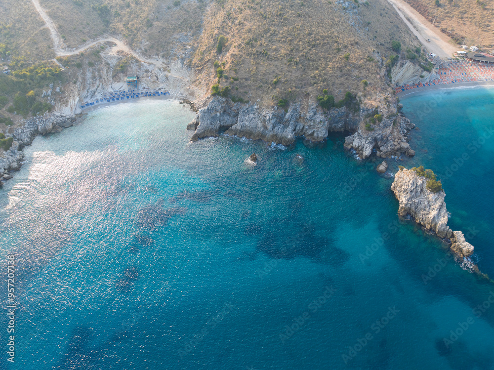 Obraz premium Ionian Sea, mirror beach Saranda, Albania, most beautifully beach, crystal clear sea