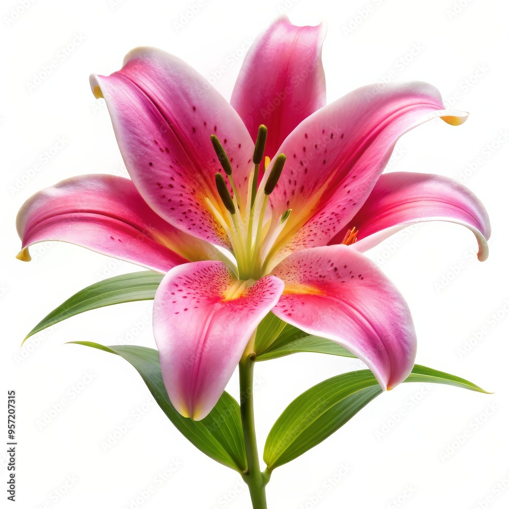 Pink Lily Blossom Close-Up, white background, single flower, macro, floral, plant, nature Pink Lily Blossom Close-Up, white background, single flower, macro, floral, plant, nature