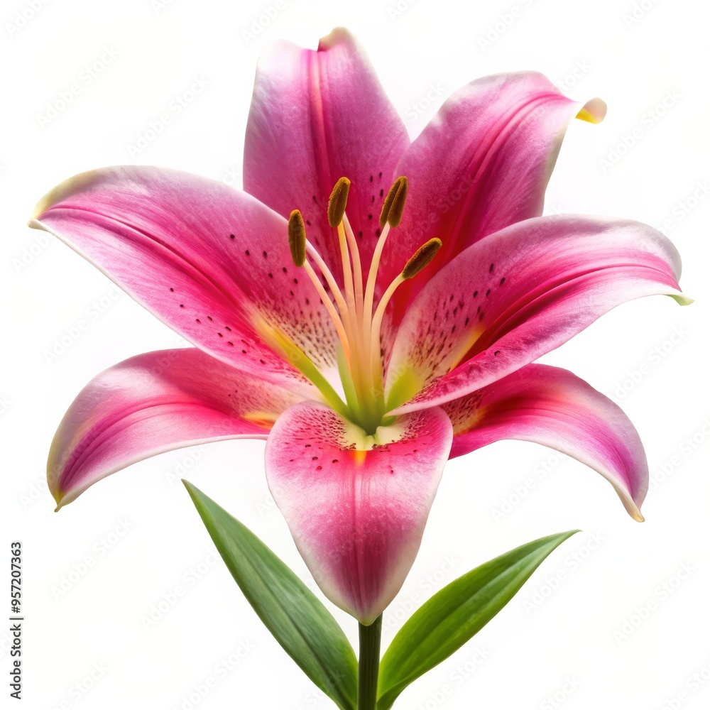 Fototapeta premium Pink Lily Flower Isolated on White, Flowers, Floral, Lily