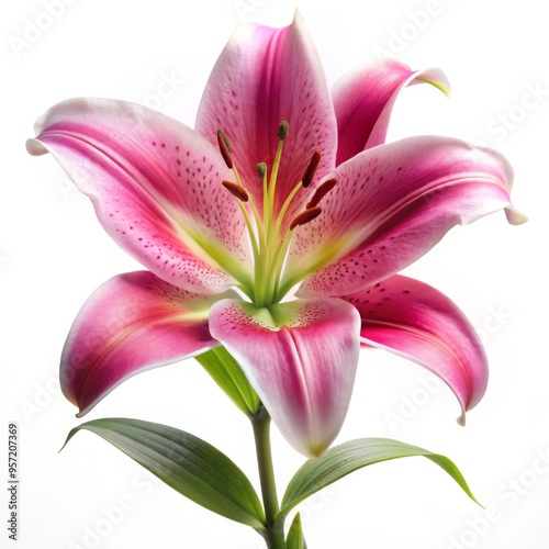 Pink Lily Flower Close-up, Macro, Isolated, White Background, flower , lily , bloom