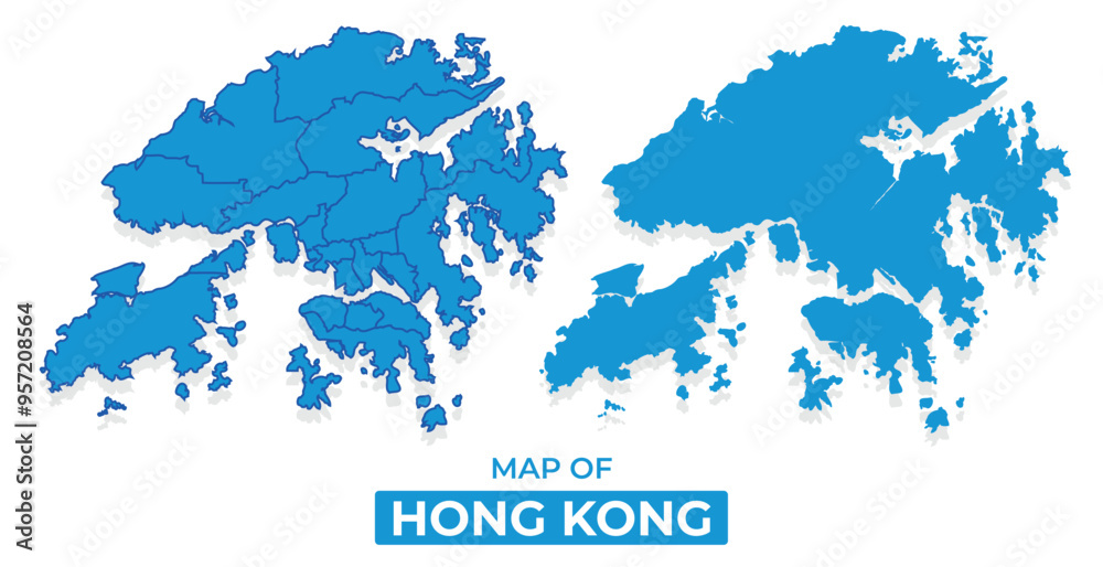 Obraz premium Vector Hong Kong map set simple flat illustration with borders of regions