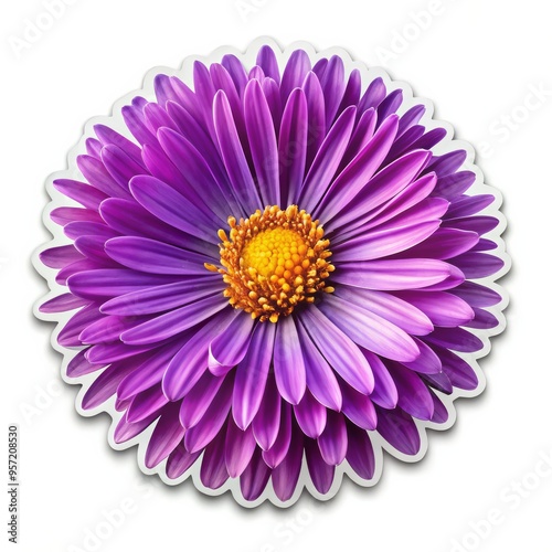 Purple Flower Sticker with White Background, Sticker, Floral, Nature