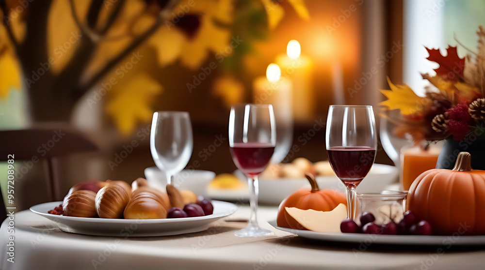 table set dinner seasonal dishes autumn decorations table set dinner seasonal dishes autumn decorations