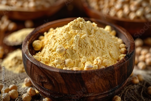 Ground Bengal gram flour known as besan or chickpea flour