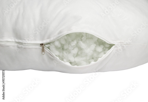 Open pillow with holofiber filling