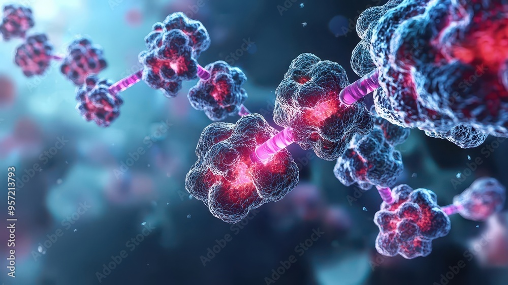 Cellular signaling, receptor-ligand interaction on cell surface, illustration Cellular signaling, receptor-ligand interaction on cell surface, illustration