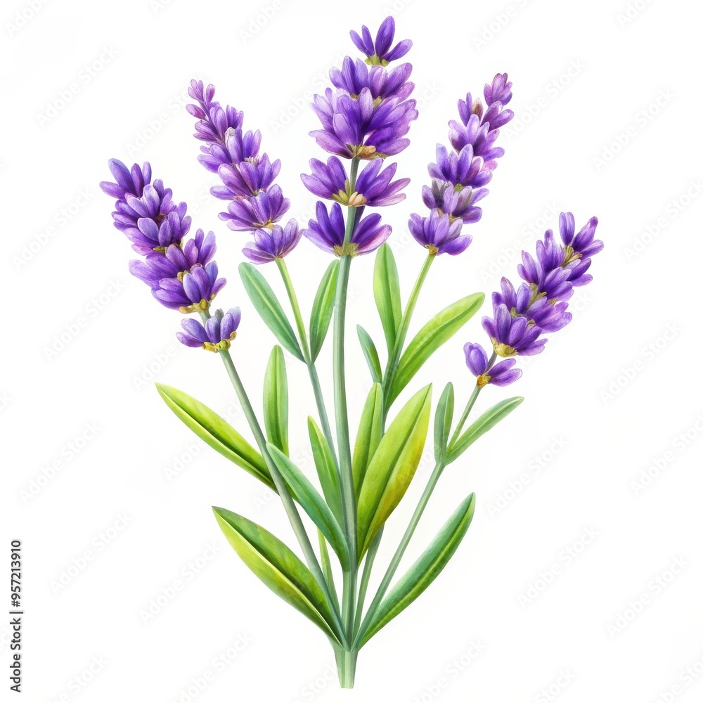 Obraz premium Watercolor Lavender Bouquet, Botanical Illustration, Floral Art, Lavender, Flower, Art