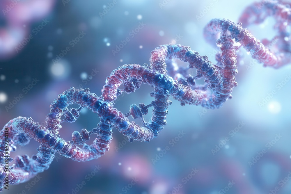 Gene expression, transcription factors binding to DNA, illustration Gene expression, transcription factors binding to DNA, illustration