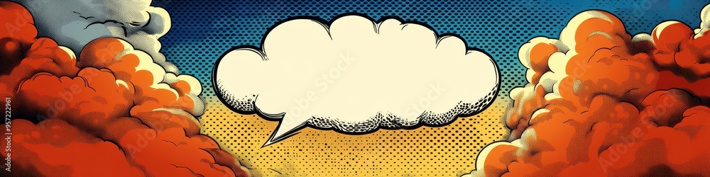 Obraz premium Nostalgic Retro Vintage Comic Talk Bubble with Halftone Texture - Classic Pop Art Speech Balloon Design